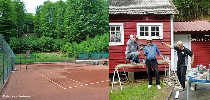 Tennisbanorna i Tyringe, vänster foto Bert Wilnerzon, höger foto Gösta Björk